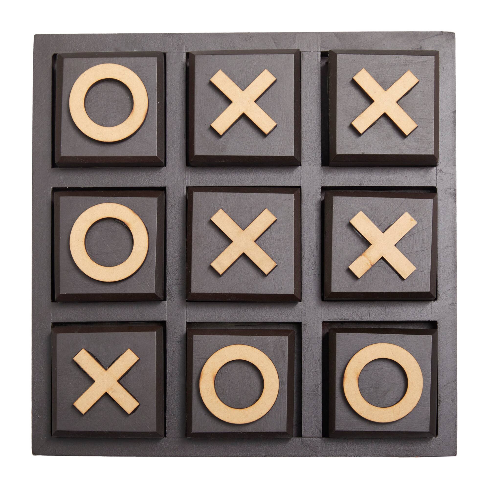 10" Black Wood Tic-Tac-Toe Game Set